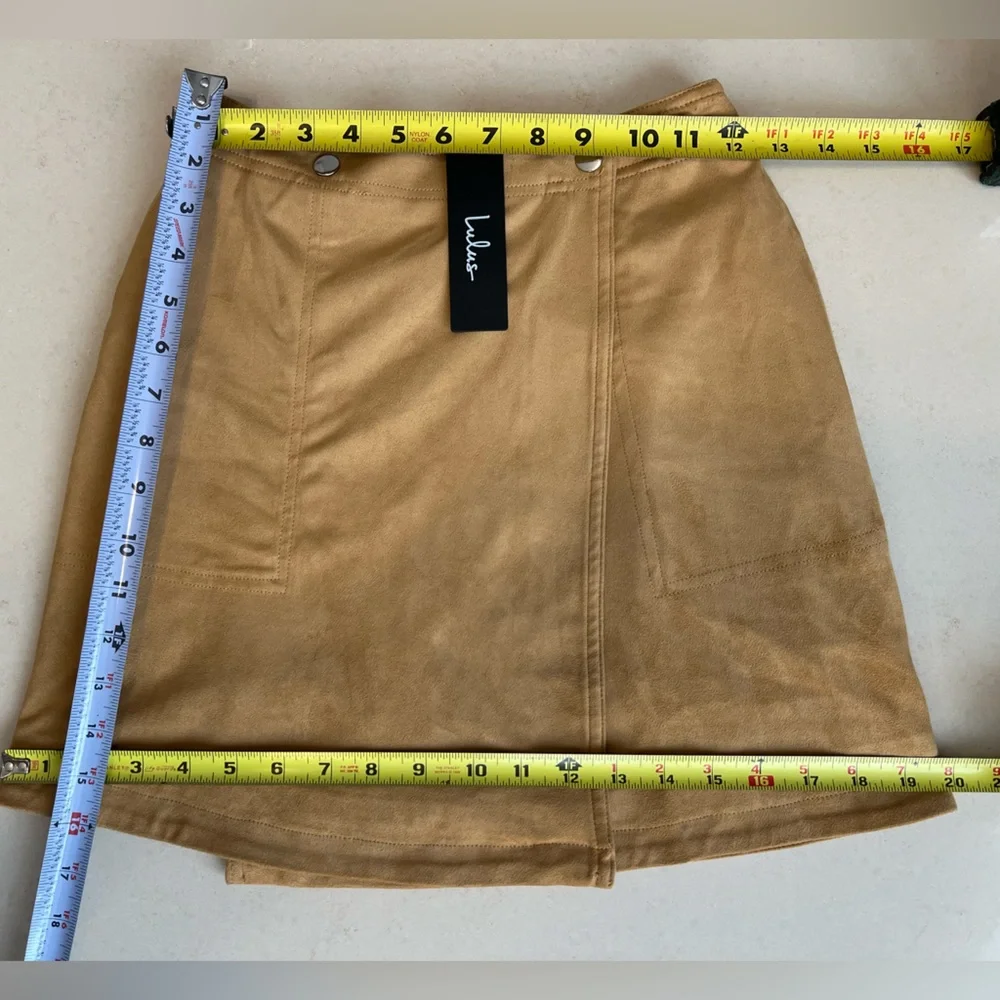 Lulus Let’s Wrap It Up Tan Suede Wrap Mini Skirt | Tan | Women’s XS - Picture 4 of 14